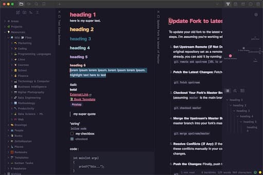 Screenshot of the Rosé Pine Obsidian theme