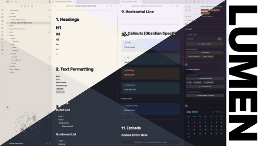 Screenshot of the Lumen Obsidian theme