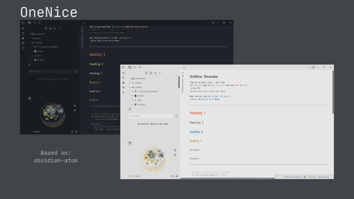 Screenshot of the OneNice Obsidian theme