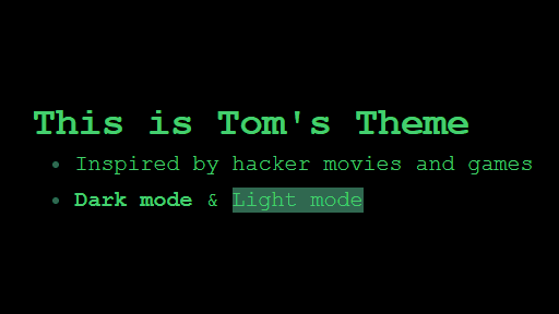 Screenshot of the Tom's Theme Obsidian theme