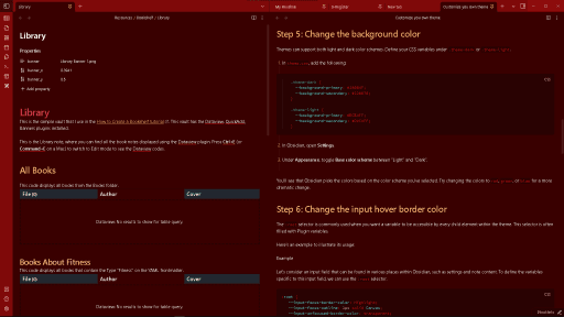 Screenshot of the EvilRed Obsidian theme