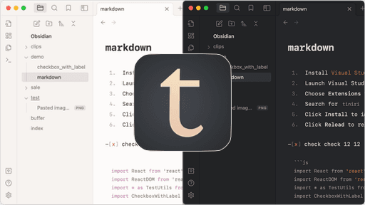 Screenshot of the Tiniri Obsidian theme