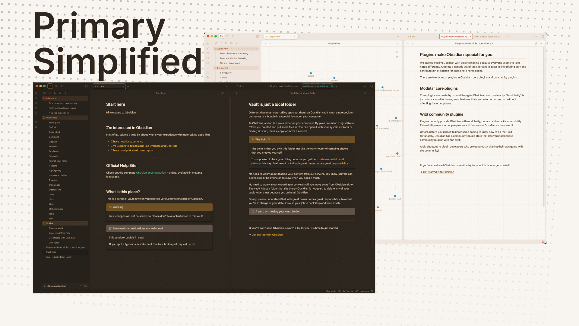 Screenshot of the Primary Simplified Obsidian theme