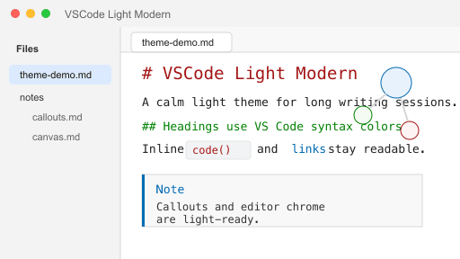 Screenshot of the VSCode Light Modern Obsidian theme