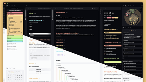 Screenshot of the Vicious Obsidian theme