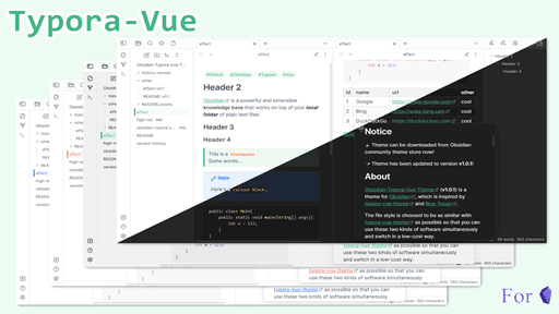 Screenshot of the Typora-Vue Obsidian theme