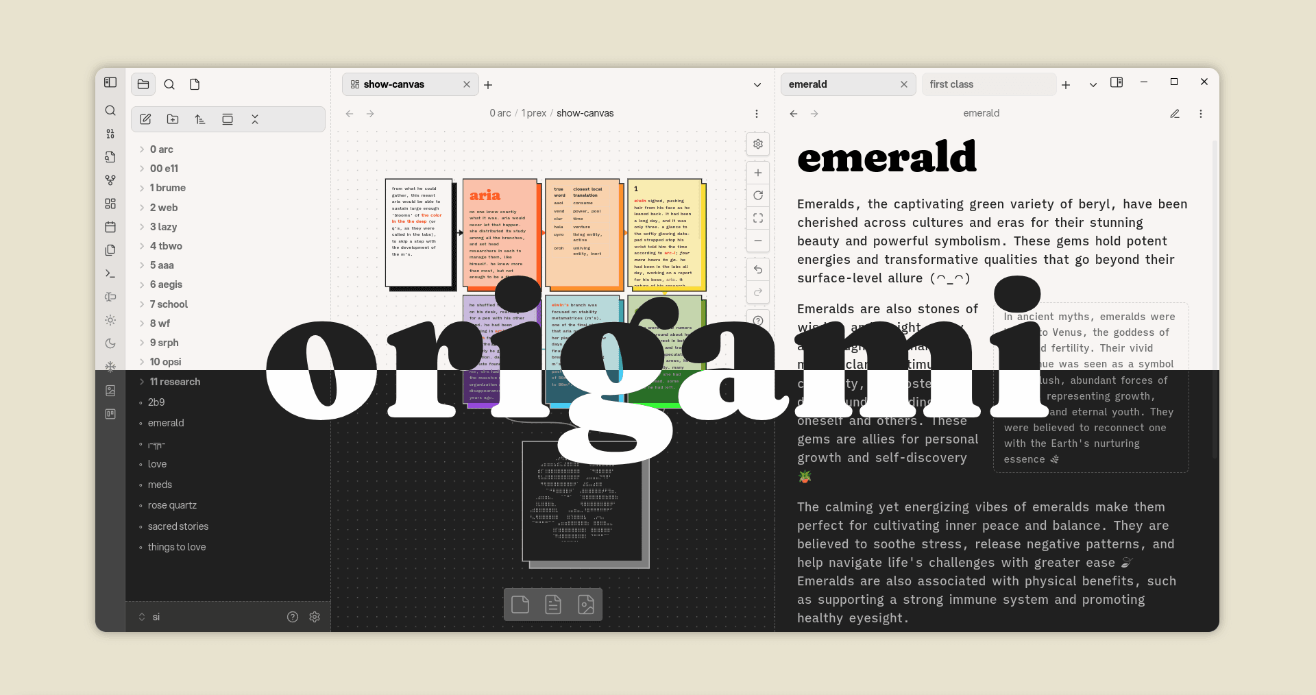 Screenshot of the Origami Obsidian theme