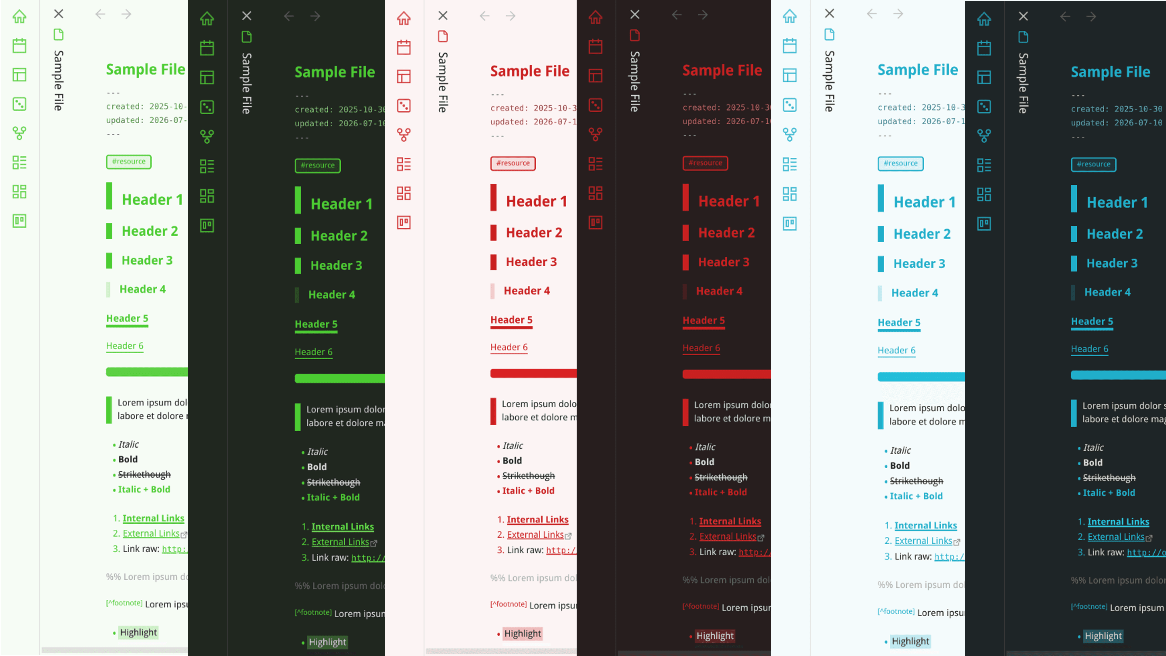 Screenshot of the MoreMonoColor Obsidian theme