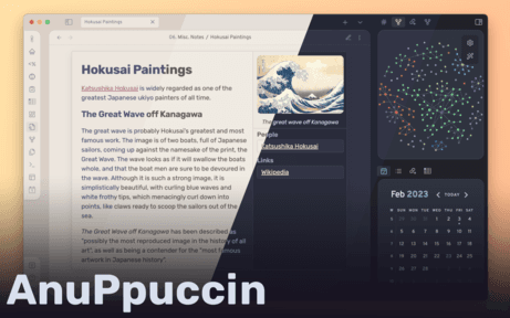 Screenshot of the AnuPpuccin Obsidian theme