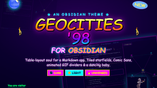 Screenshot of the GeoCities 98 Obsidian theme