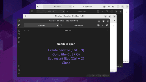 Screenshot of the Adwaita Obsidian theme