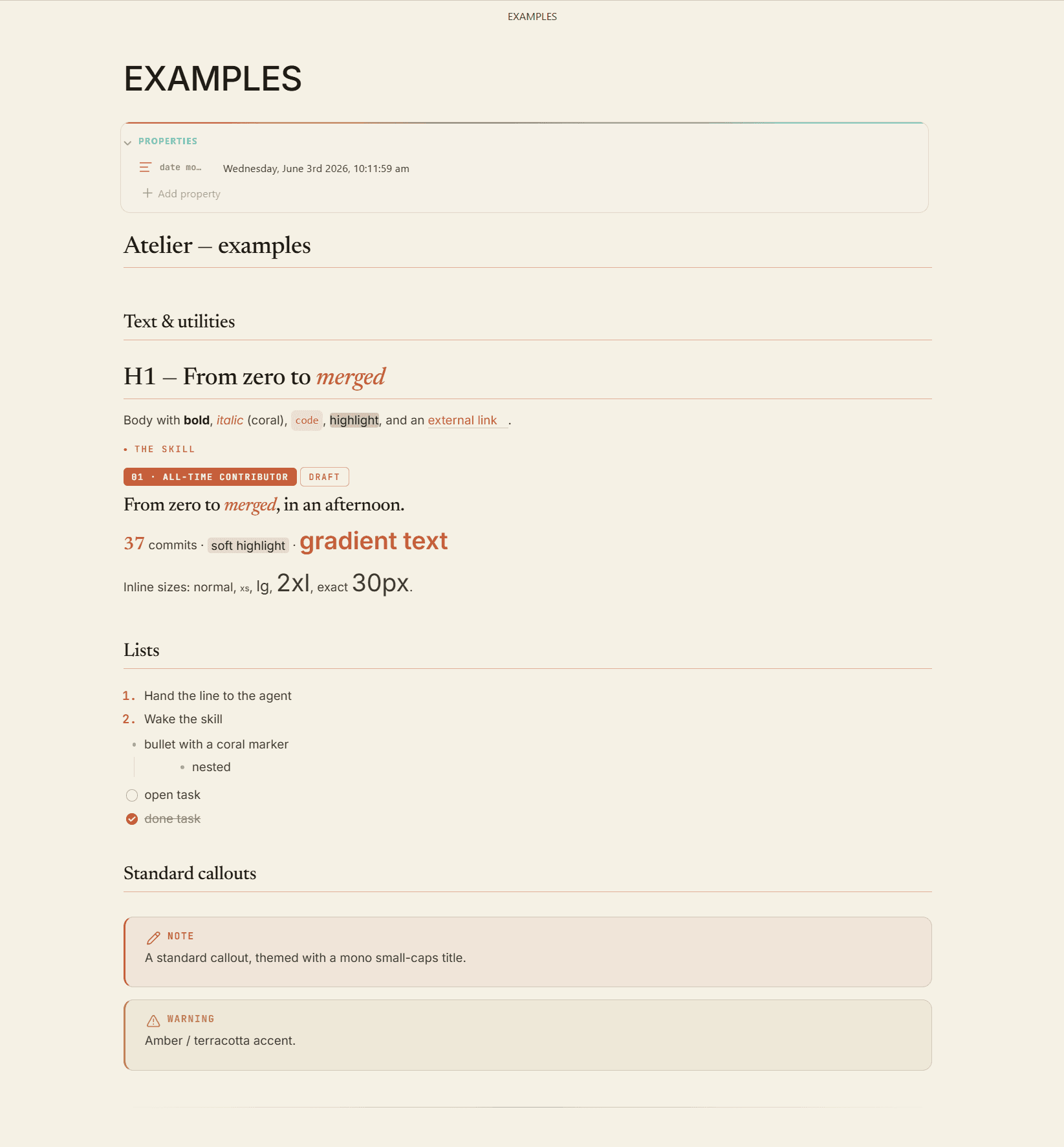 Screenshot of the Atelier Obsidian theme