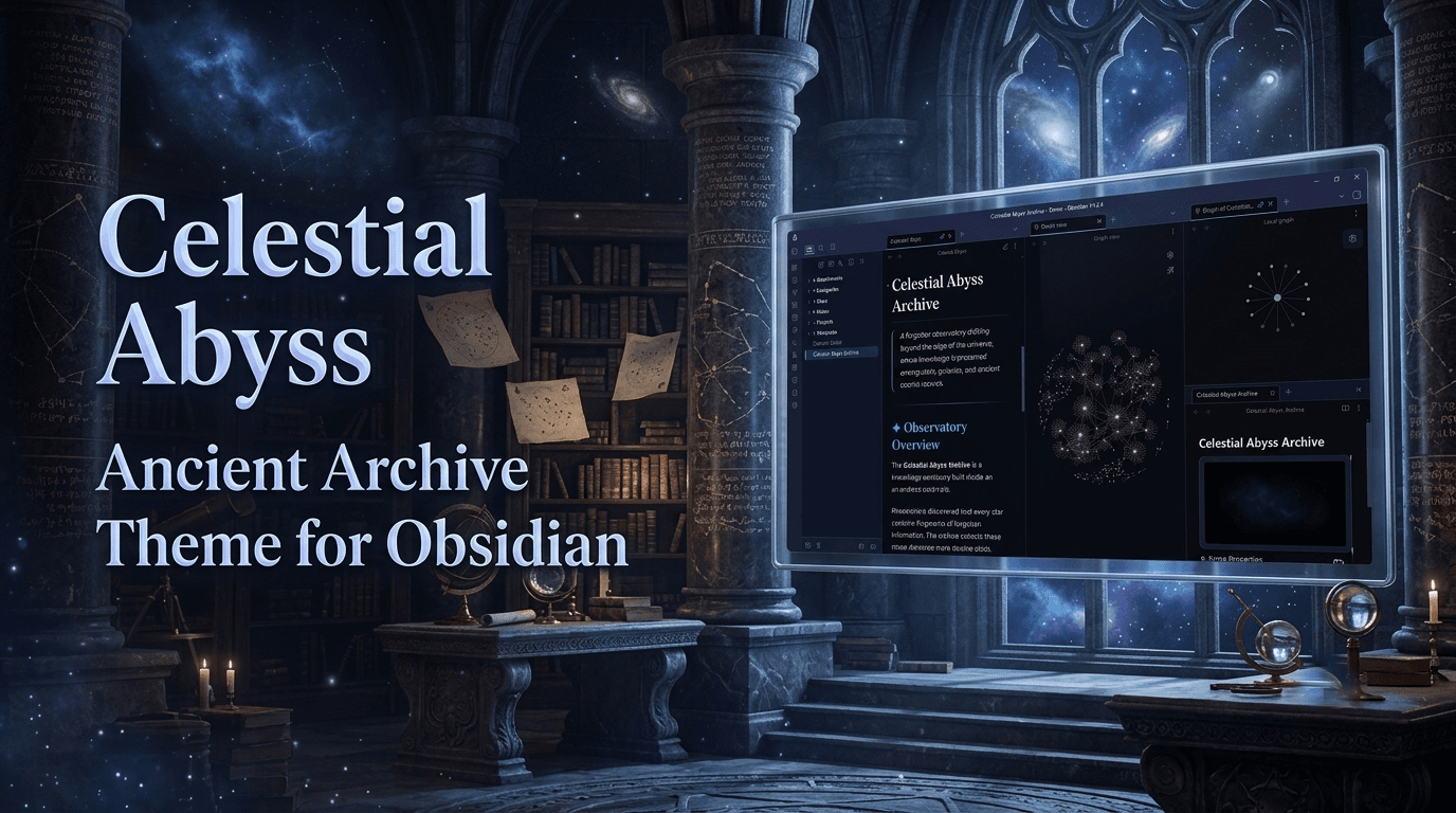 Screenshot of the Celestial Abyss Obsidian theme