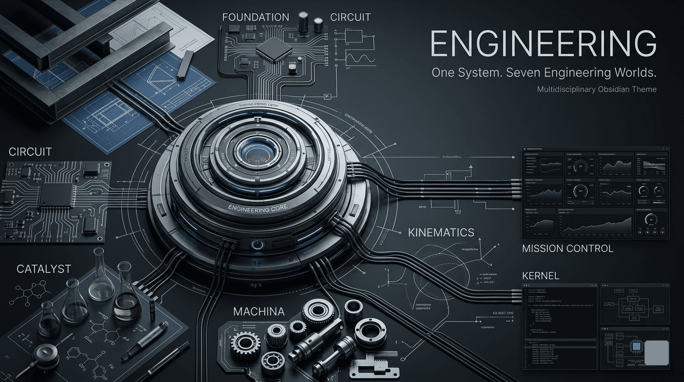 Screenshot of the Engineering Obsidian theme