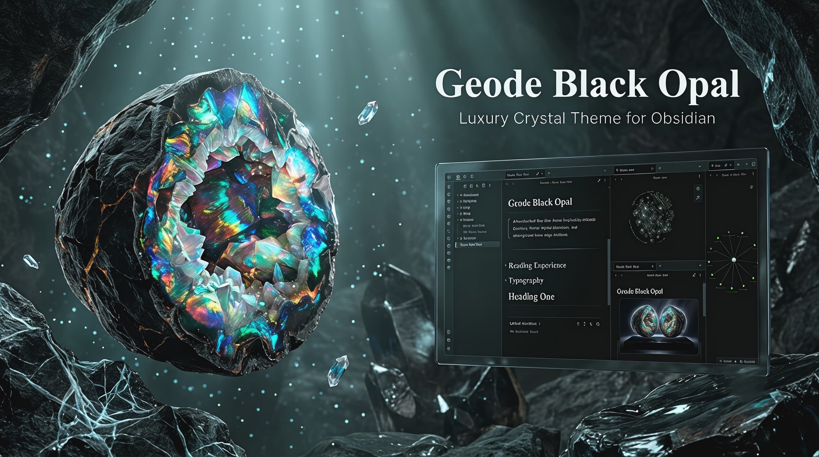 Screenshot of the Geode Black Opal Obsidian theme
