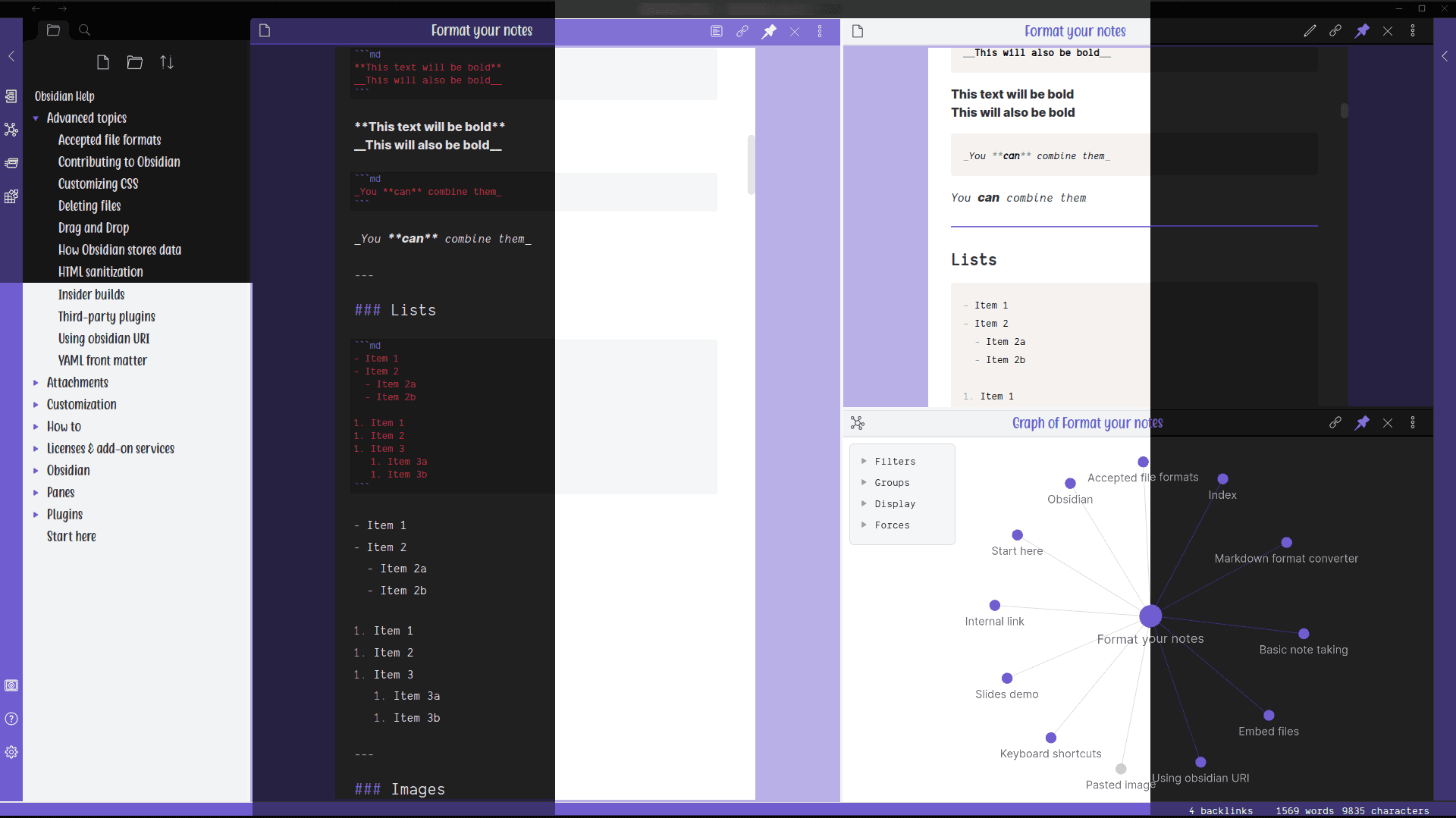Screenshot of the Amethyst Obsidian theme