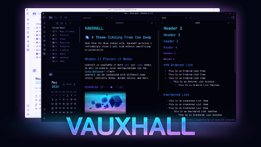 Screenshot of the Vauxhall Obsidian theme