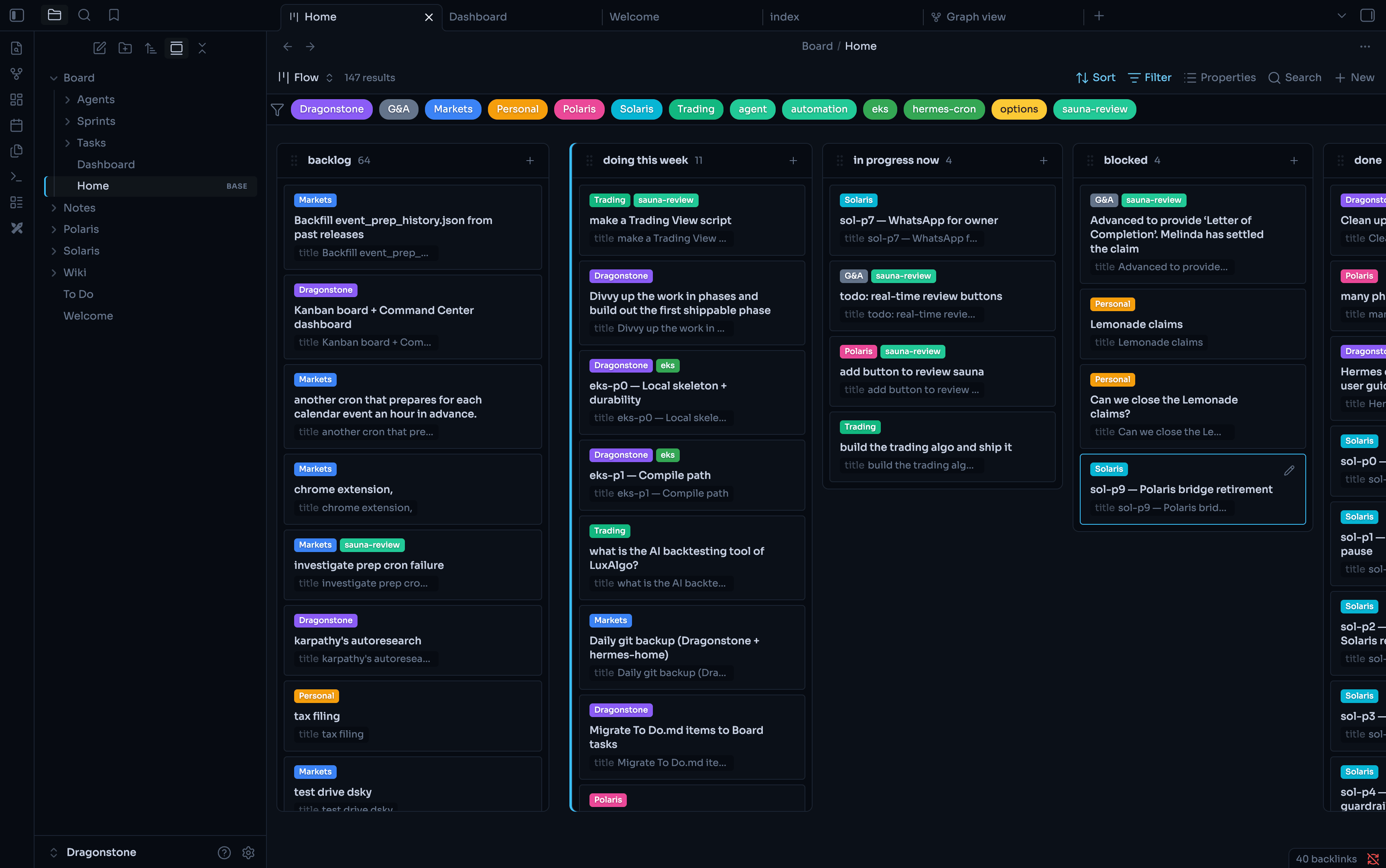 Screenshot of the Nebula Obsidian theme