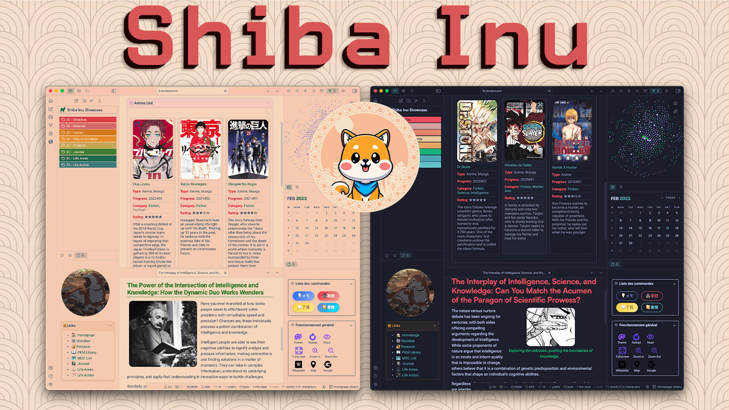 Screenshot of the Shiba Inu Obsidian theme