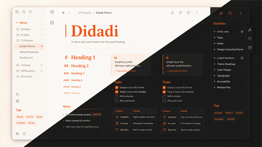 Screenshot of the DIDADI Obsidian theme