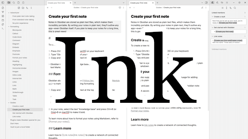 Screenshot of the Ink Obsidian theme