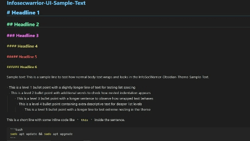 Screenshot of the Infosecwarrior UI Obsidian theme