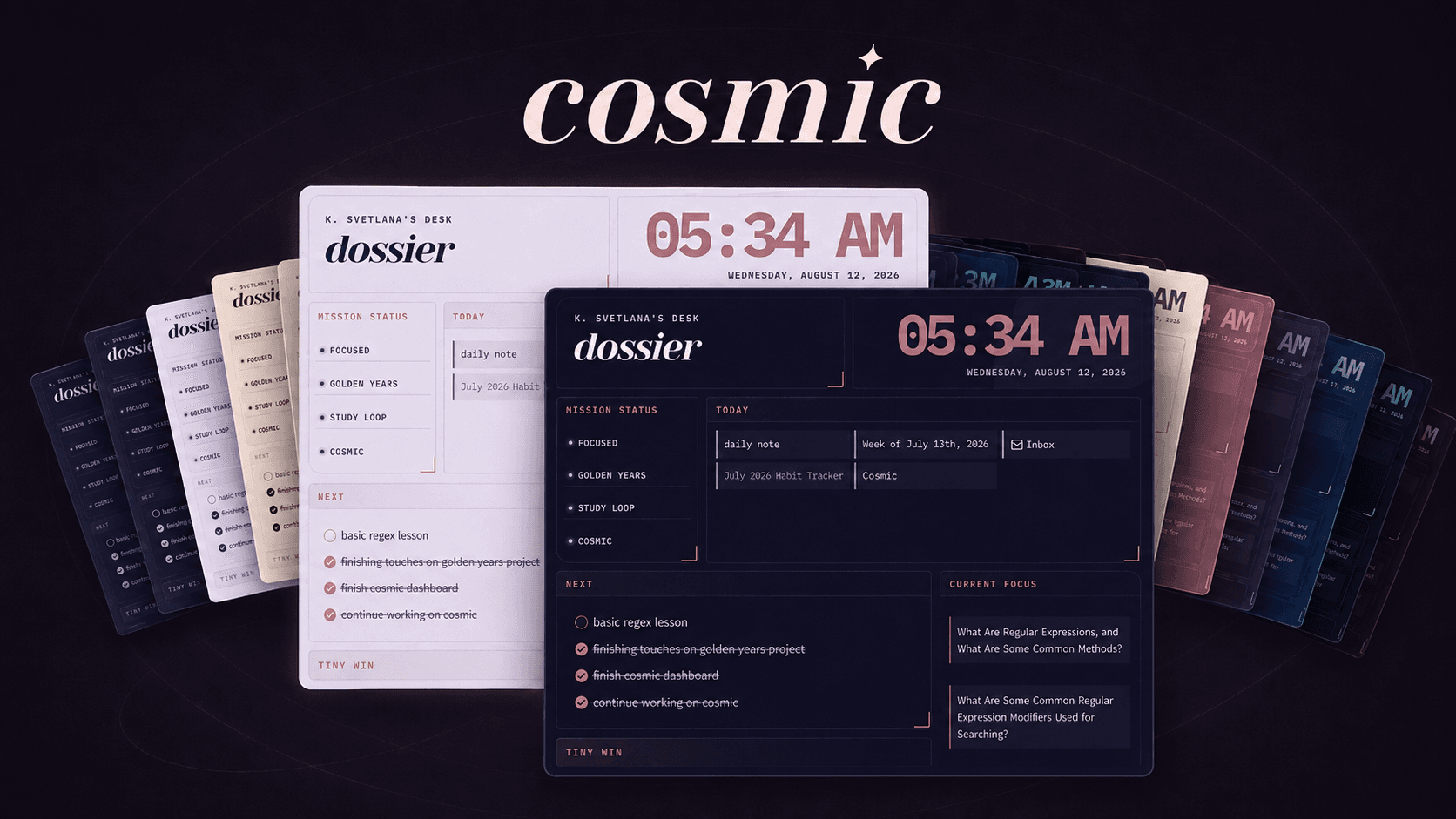 Screenshot of the Cosmic Obsidian theme