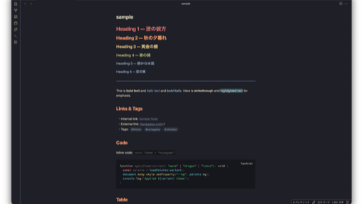Screenshot of the Kanagawa Palette Obsidian theme