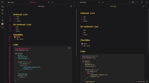 Screenshot of the Minimal-Dark-Coder Obsidian theme
