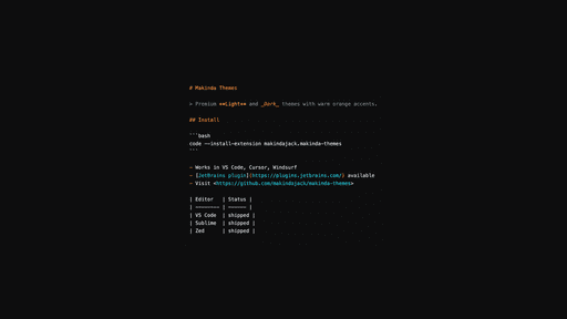 Screenshot of the Makinda Obsidian theme