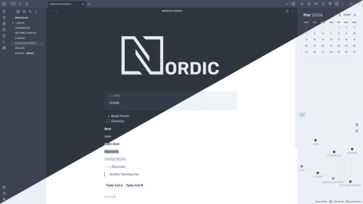Screenshot of the Nordic Obsidian theme