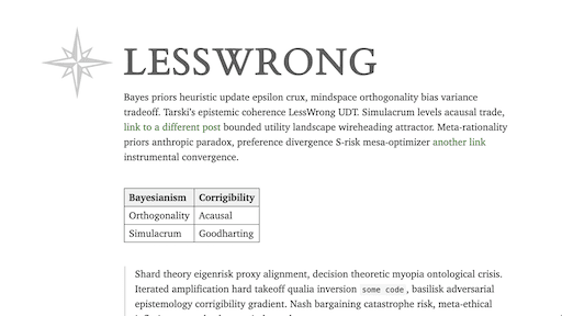 Screenshot of the LessWrong Obsidian theme