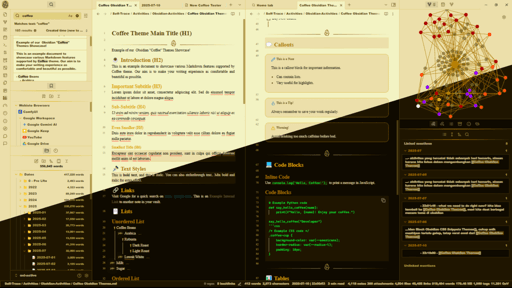 Screenshot of the Coffee Obsidian theme