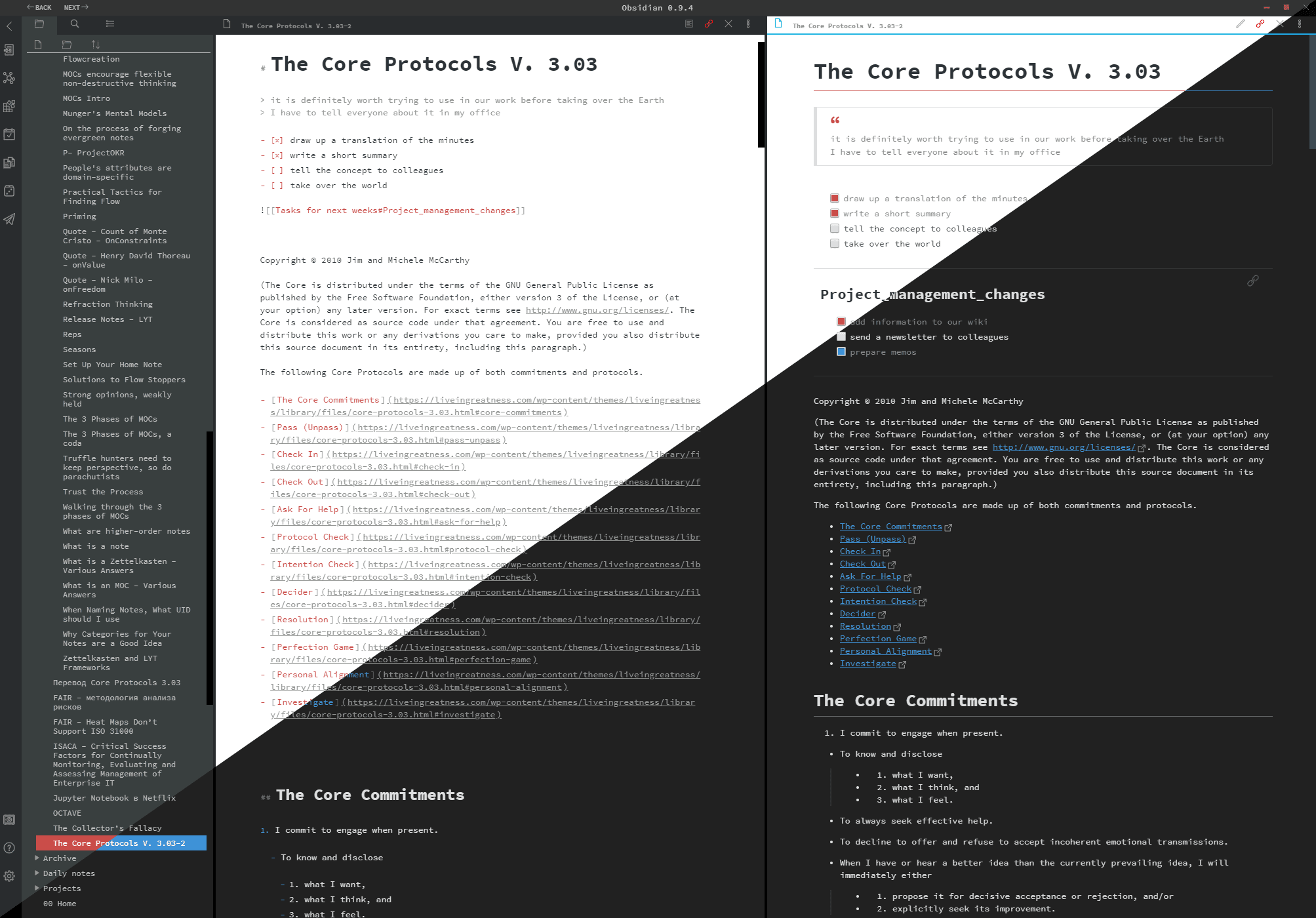 Screenshot of the Dark Graphite Pie Obsidian theme
