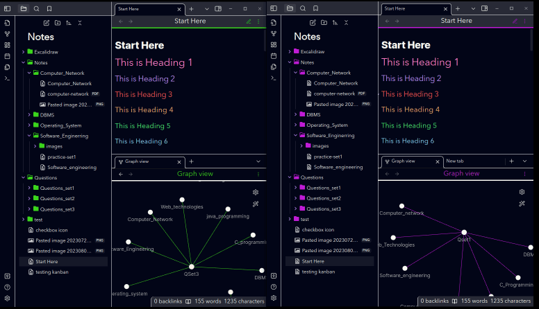 Screenshot of the Dracula Plus Obsidian theme