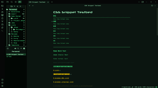 Screenshot of the WY Console Obsidian theme