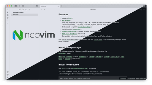 Screenshot of the Neovim Obsidian theme
