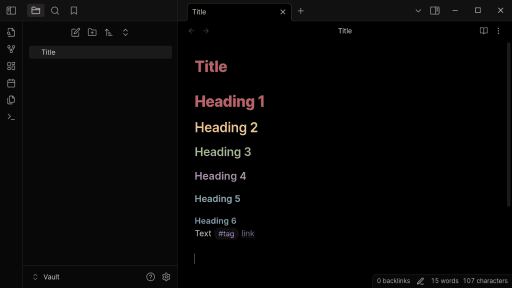 Screenshot of the Vanilla AMOLED Color Obsidian theme