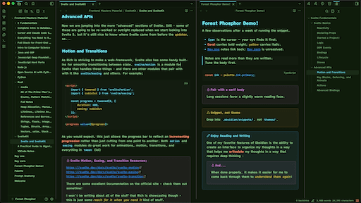 Screenshot of the Forest Phosphor Obsidian theme