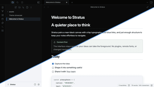 Screenshot of the Stratus Obsidian theme
