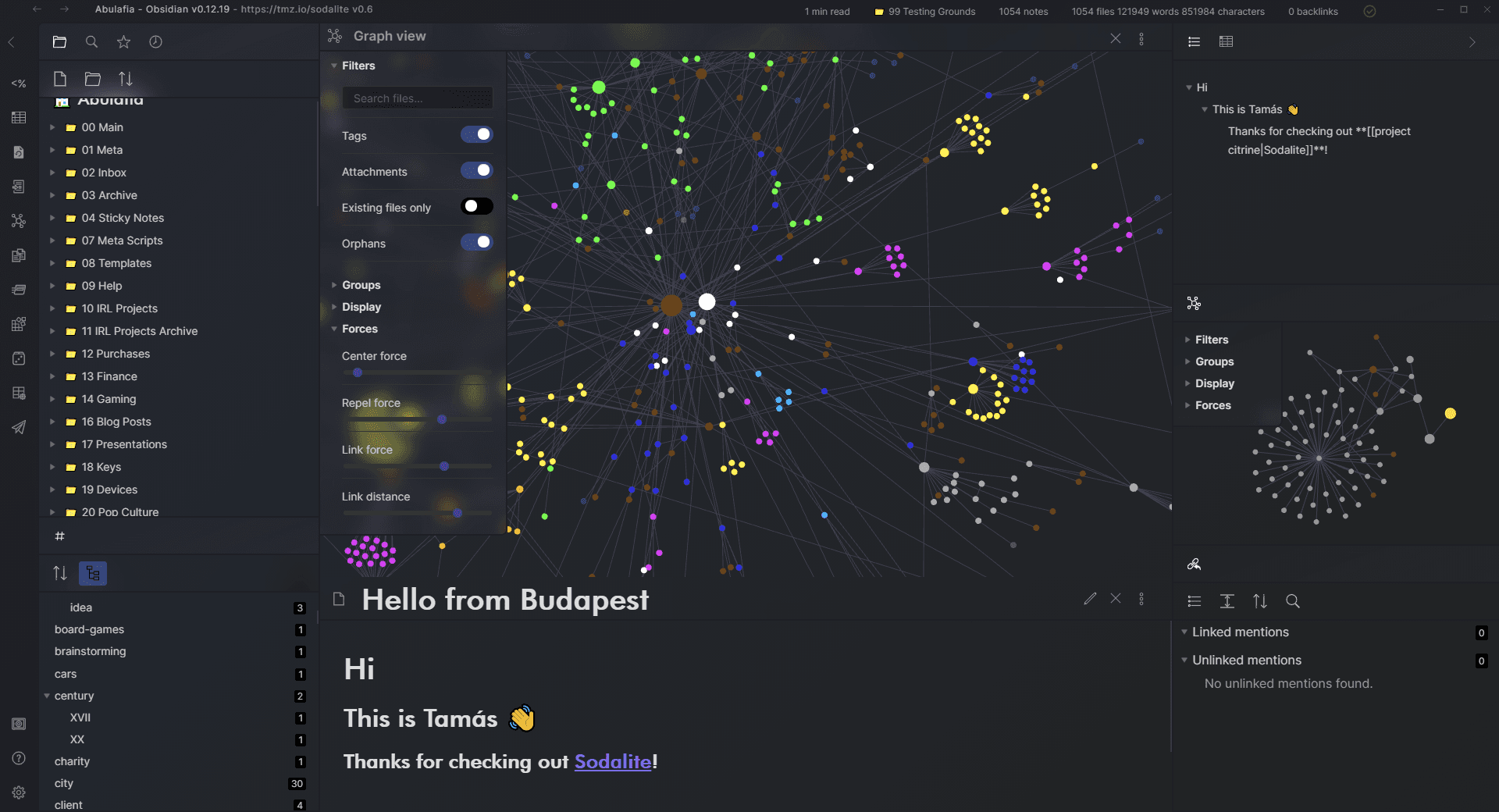 Screenshot of the Sodalite Obsidian theme