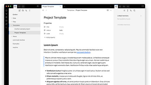 Screenshot of the Carbon Obsidian theme