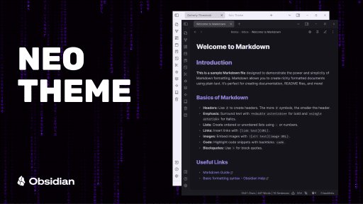 Screenshot of the Neo Obsidian theme