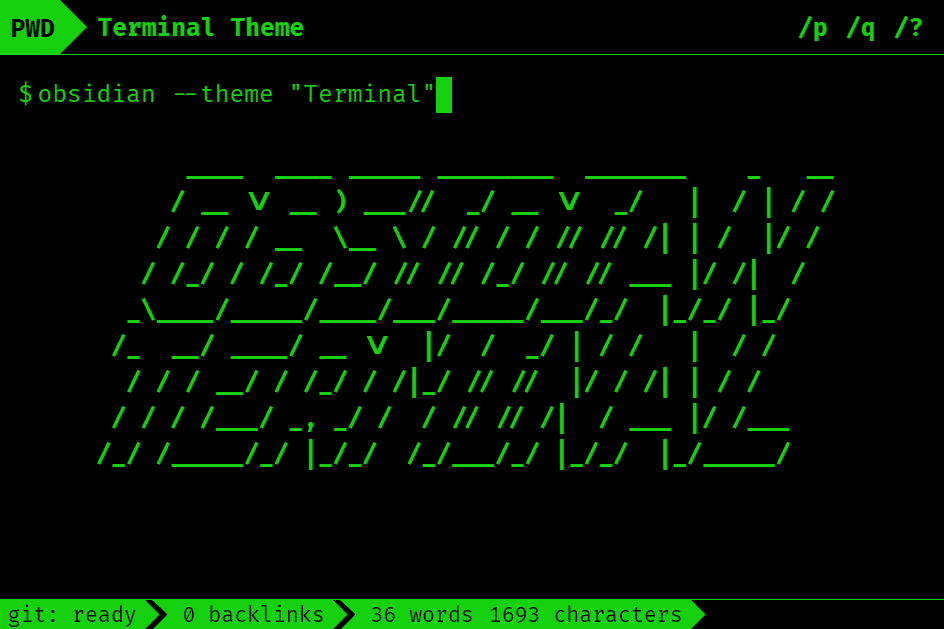 Screenshot of the Terminal Obsidian theme